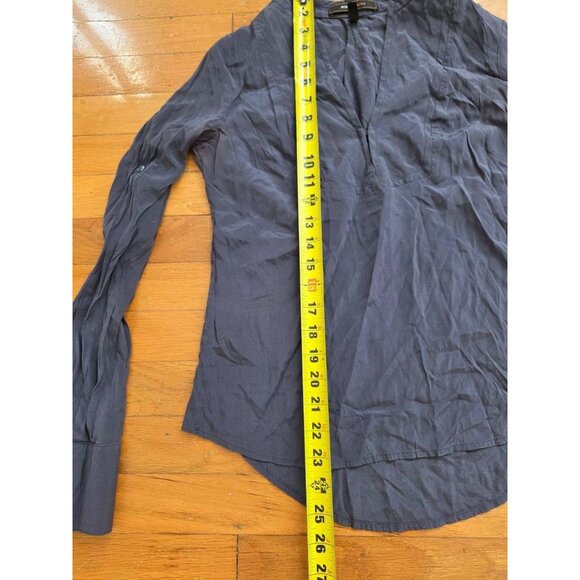 BCBG MAX AZRIA SILK Blouse Navy Blue Size XXS A001142 - Picture 2 of 10